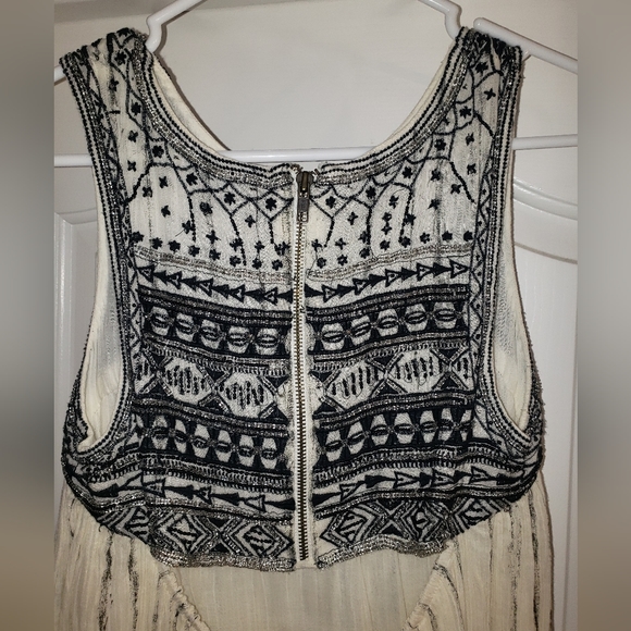 Free People Aztec Bib Dress in Ivory Beaded Embroidered - Picture 6 of 7